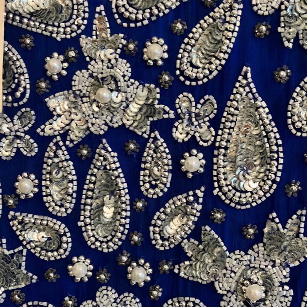 NWT women’s VINTAGE Small Lawrence Kazar beaded dress blue - Picture 4 of 11
